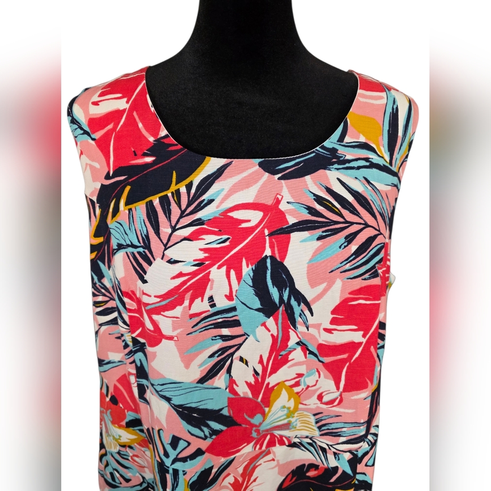 Jessica London Tropical Floral Linen Blend Maxi Dress 16W Vacation Resort - Picture 3 of 9